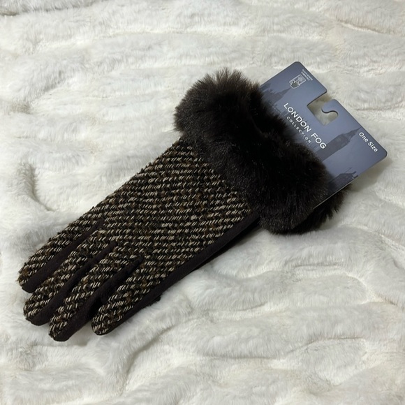 London Fog Accessories - London Fog Collection Faux Fur Designer Glove Set